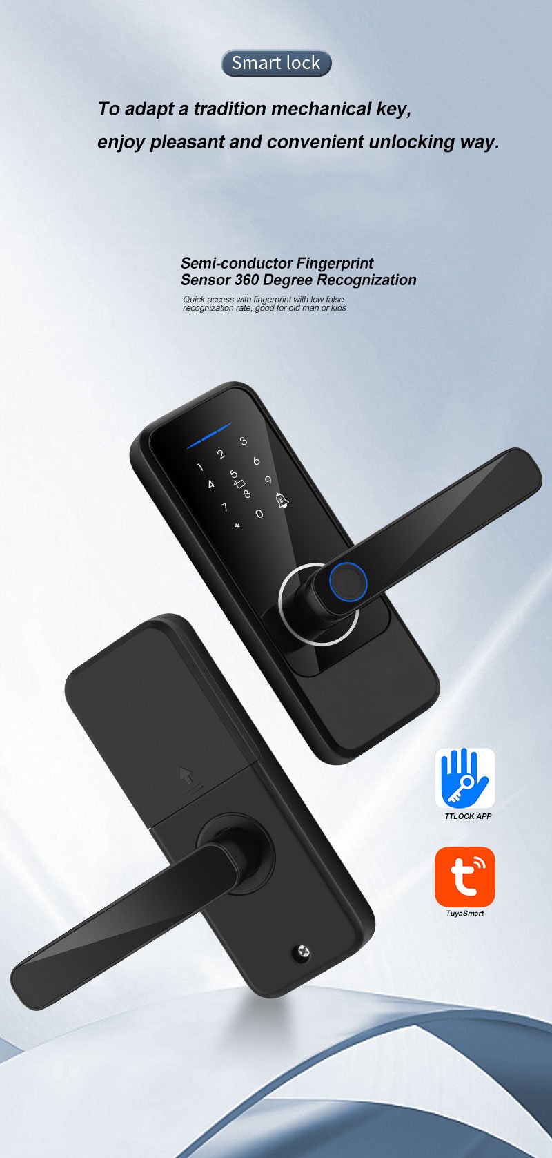 قفل ذكي TMAS موديل S810 لأبواب الخشب